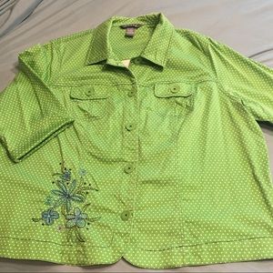 Green Polka-Dot Jacket, size 2X Koret Woman